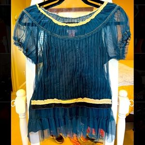 Turquoise Lu Lu lame’ feminine top